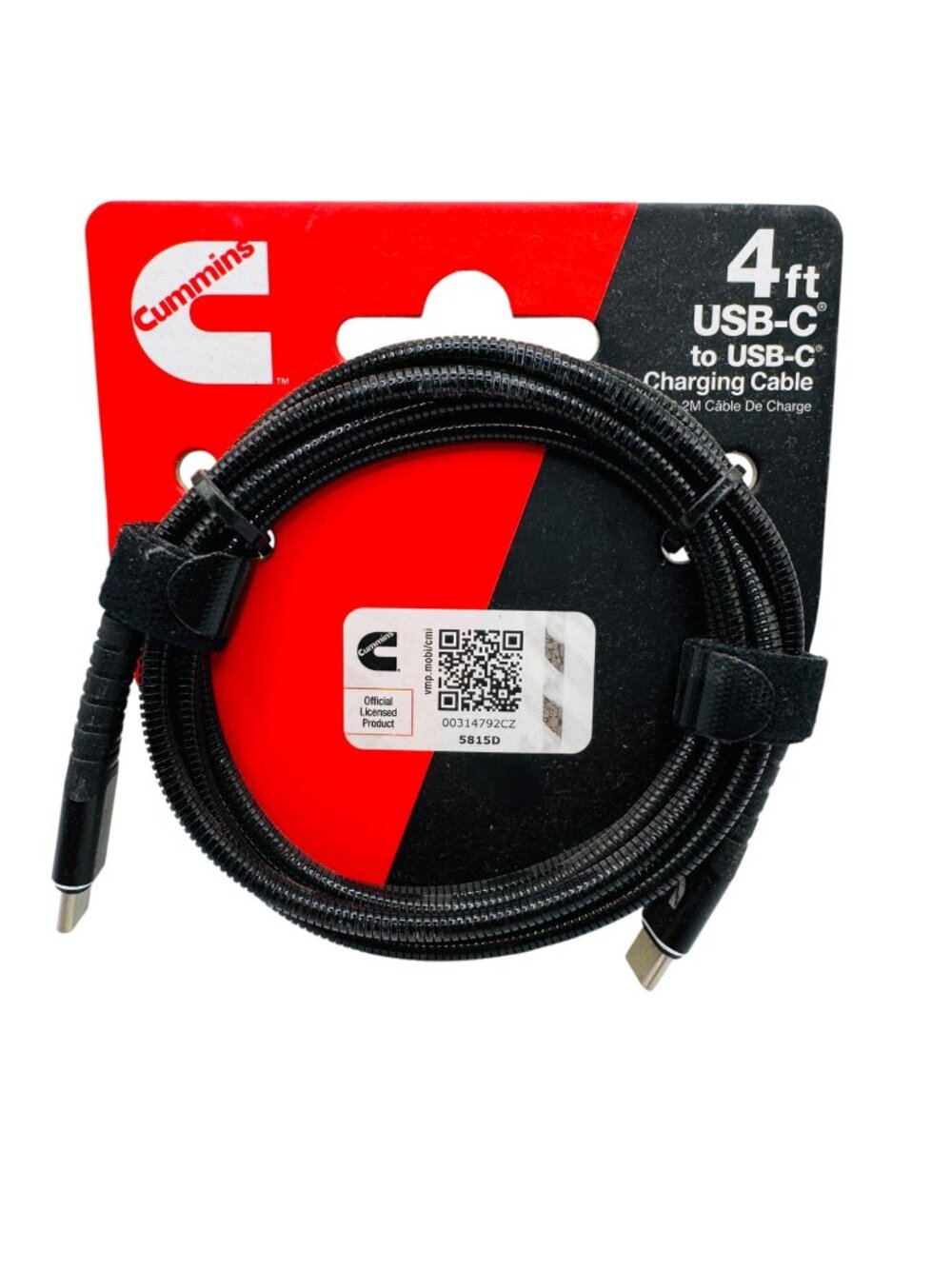 Cummins 4 Ft USB C To USB C Charging Cable Braided Black